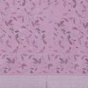 Cream colorful floral printed semi-banaras linen saree, contrast border