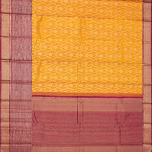Mango Yellow Handloom Kanchipuram Silk Saree With Meena Floral Motifs