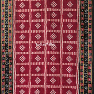 Maroon Pasapali Odisha Ikat Khandua Silk Saree