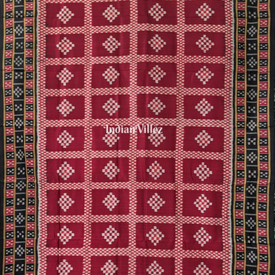 Maroon Pasapali Odisha Ikat Khandua Silk Saree