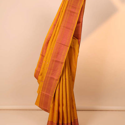 Yellow mayil chakram kanchipuram silk saree, jaal pallu & border of thilakam,banaras,muthu,ara bogudi,poun & vanki