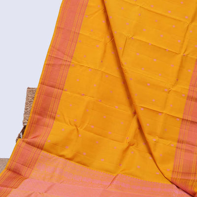 Yellow mayil chakram kanchipuram silk saree, jaal pallu & border of thilakam,banaras,muthu,ara bogudi,poun & vanki