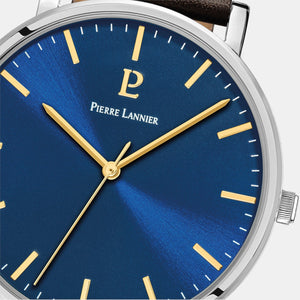 Essential Men Quartz Blue Dial Analog Leather Watch 217G164