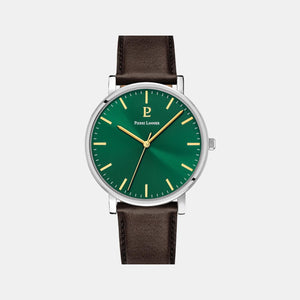 Essential Men Quartz Green Dial Analog Leather Watch 217G174