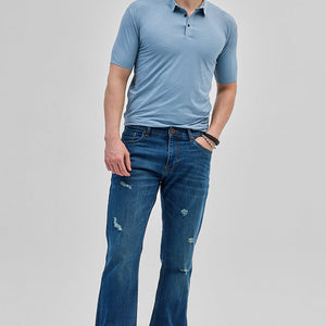Blue Textured Stitchless Polo T-Shirt
