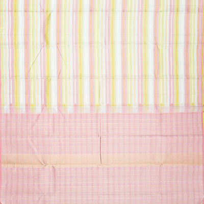 Multi Color Handloom Kanchipuram Silk Saree With Stripes