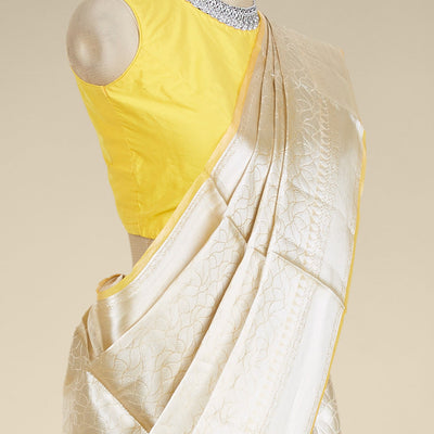 Sandal geometric zari jacquard design tissue silk saree, traditional zari border