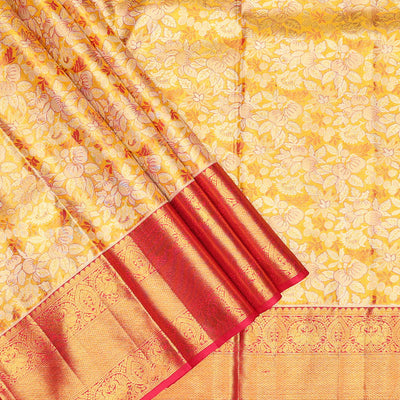 Orange jacquard pure silk half saree,jaal dhavani,contrast jacquard blouse & border of thilakam,muthu,mayil & mayil kann