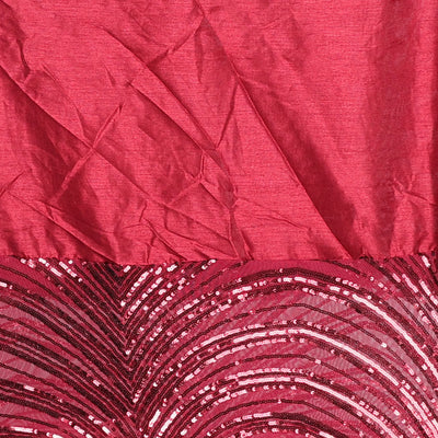 Borderless red sequins embroidered designer saree