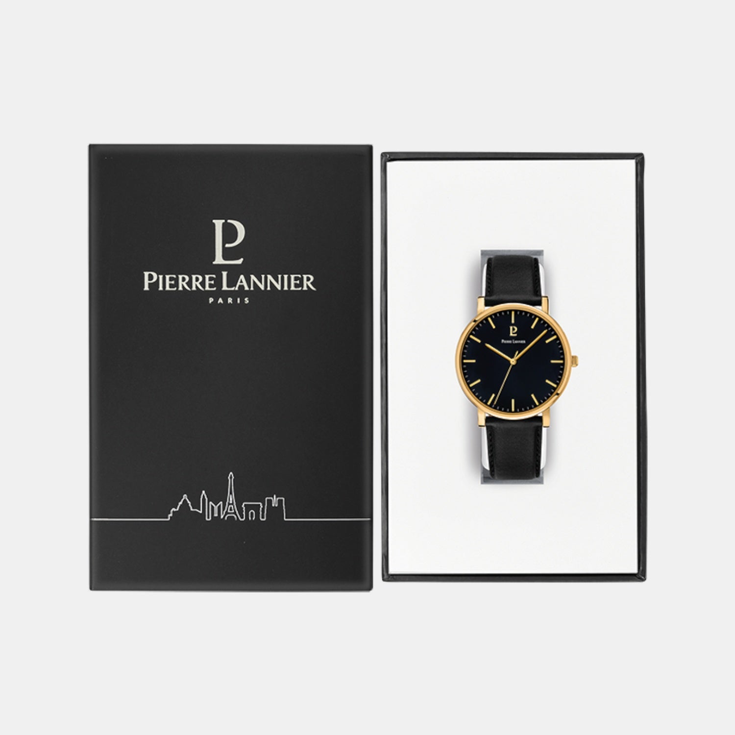 Essential Men Quartz Black Dial Analog Leather Watch 218F033