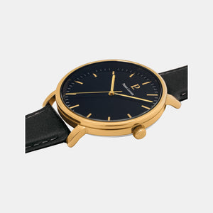 Essential Men Quartz Black Dial Analog Leather Watch 218F033