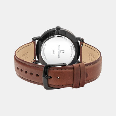 Essential Men Quartz Black Dial Analog Leather Watch 218F434