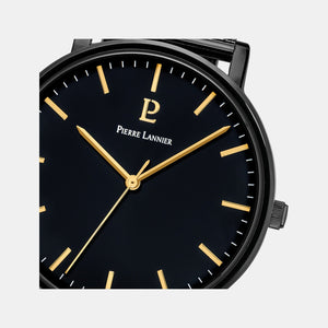 Essential Men Quartz Black Dial Analog Mesh Watch 218F439