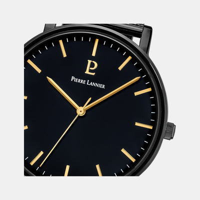 Essential Men Quartz Black Dial Analog Mesh Watch 218F439