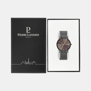 Essential Men Quartz Grey Dial Analog Mesh Watch 218F499