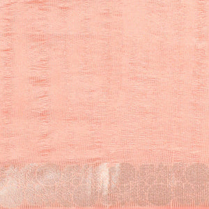 Pink crushed saree, floral creeper zari border & pallu of stripes