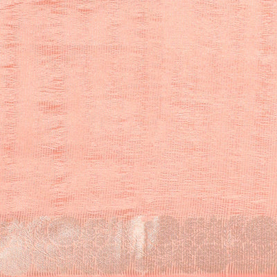 Pink crushed saree, floral creeper zari border & pallu of stripes