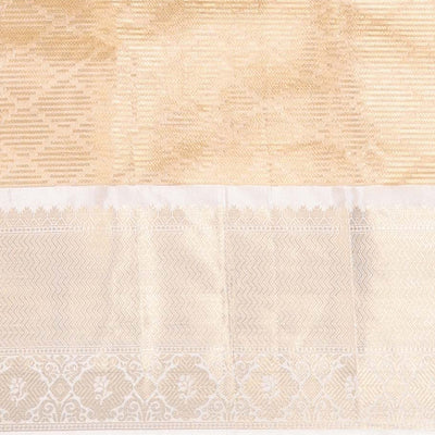 Yellow checked semi-banaras tissue saree, contrast traditional zari design border & intricate pallu