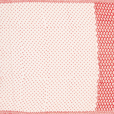 Red Woven Jaipur Cotton Saree Printed With White Floral Motifs