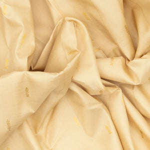 Cream Handloom Kanchipuram Korvai Silk Saree With Floral Buttas