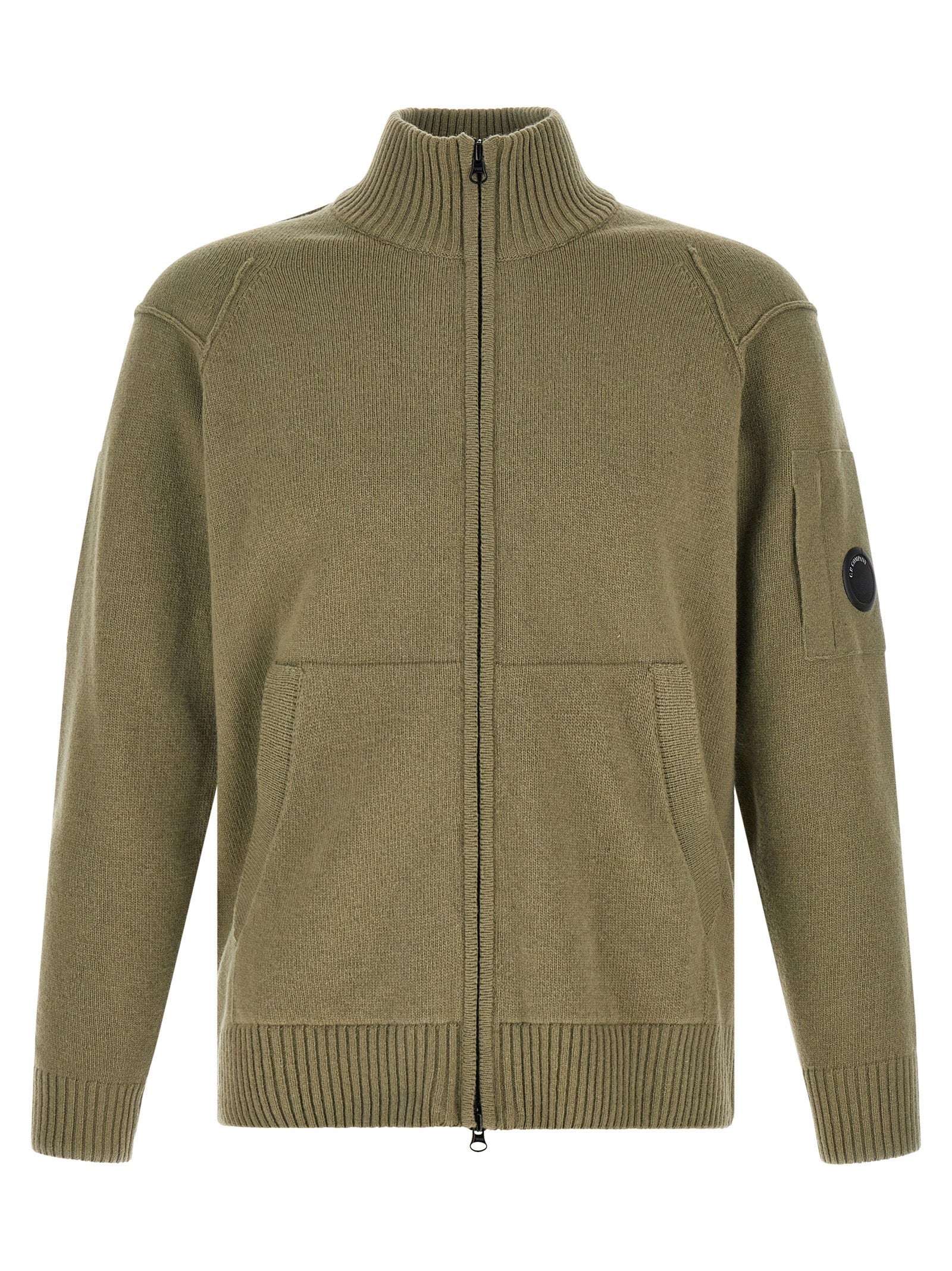 C.p. Company Lambswool Grs Cardigan With Lens Detail