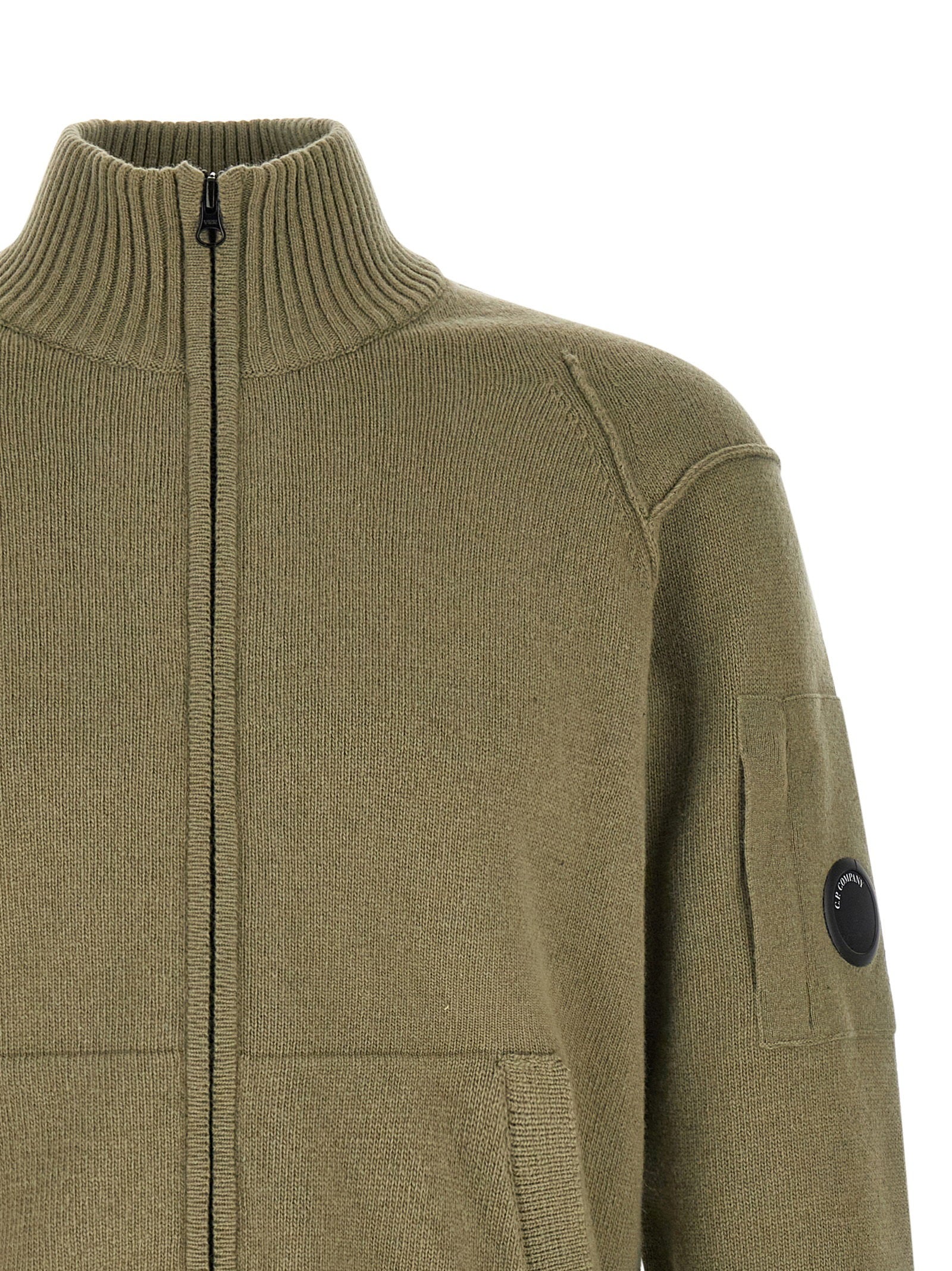 C.p. Company Lambswool Grs Cardigan With Lens Detail