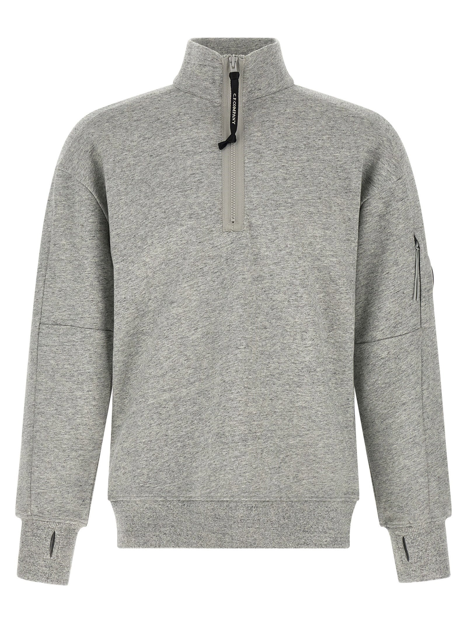 C.p. Company Diagonal Raised Fleece  Sweatshirt And Lens Detail