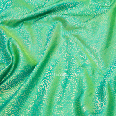 Green Golden Work Without Border Pure Kanjivaram Silk Saree