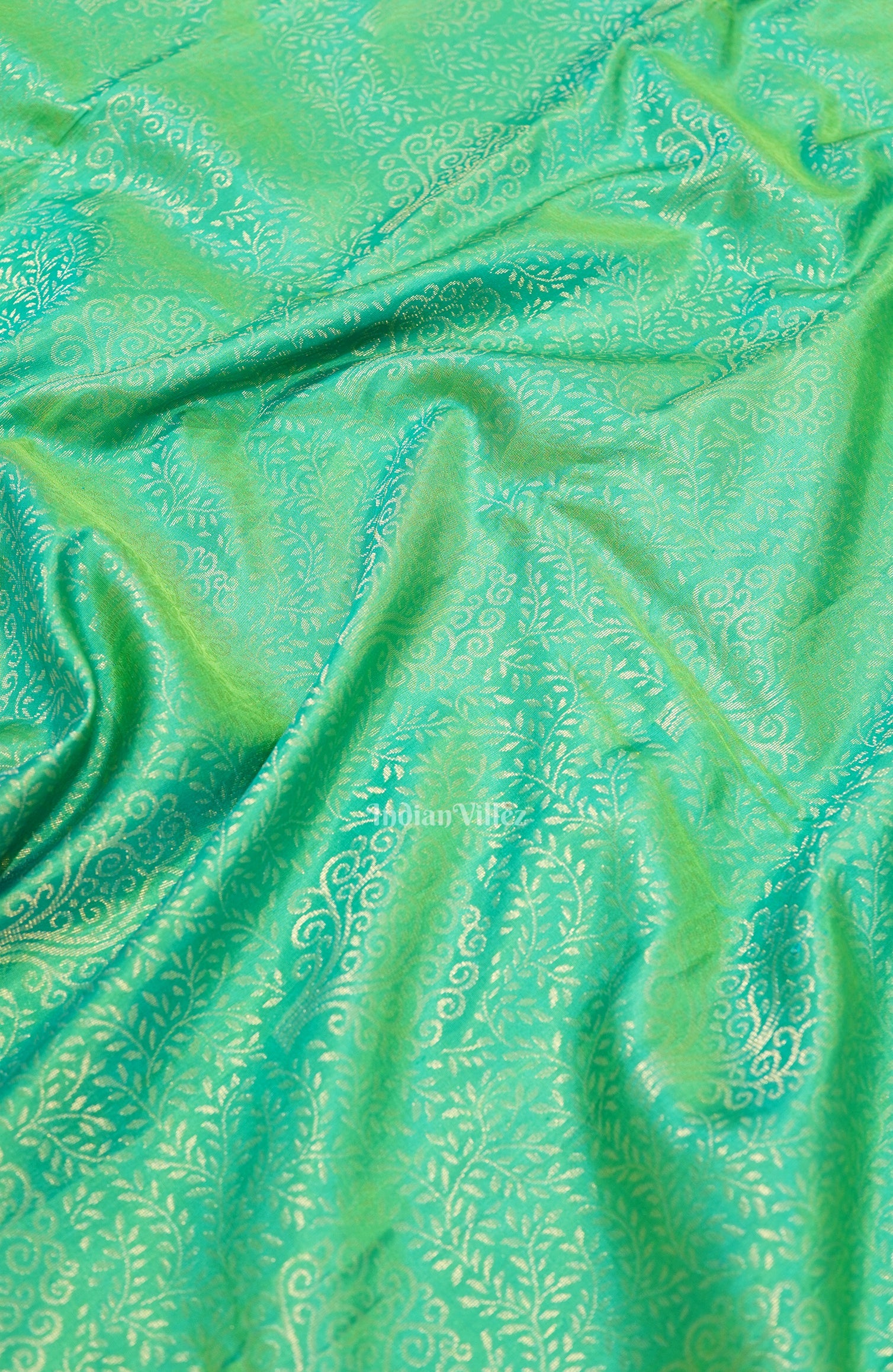 Green Golden Work Without Border Pure Kanjivaram Silk Saree