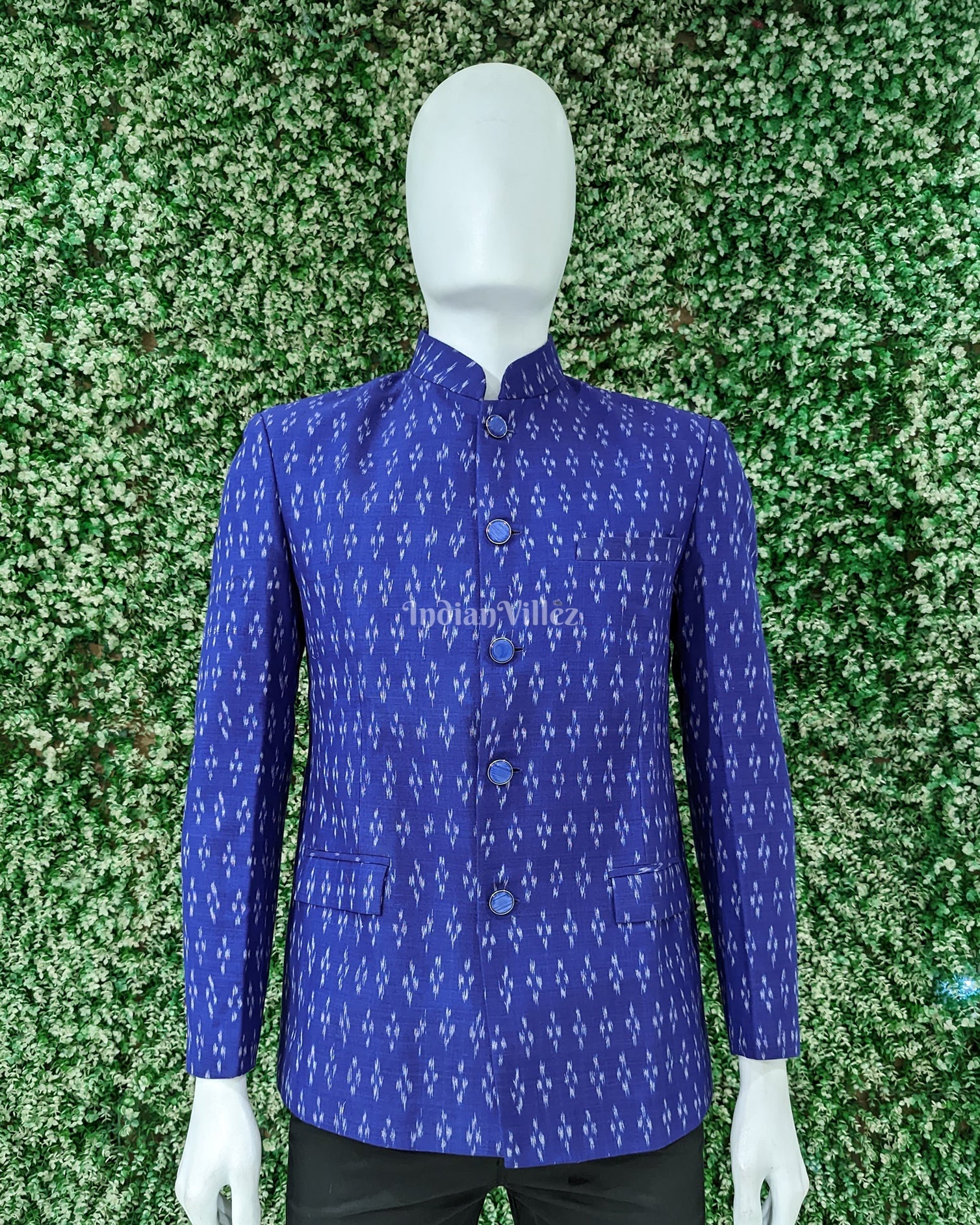 Blue Jodhpuri bandhgala Odisha Ikat Men's Casual Blazer