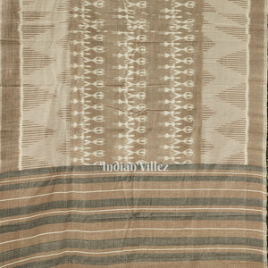 Light Brown Odisha Ikat Sambalpuri Pure Cotton Saree