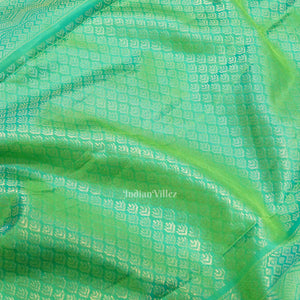 Green Golden Work Without Border Pure Kanjivaram Silk Saree