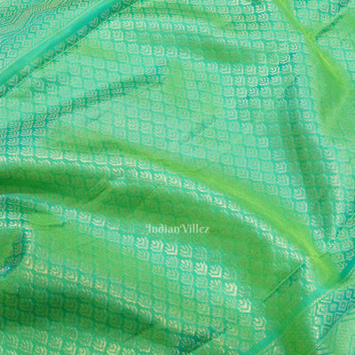 Green Golden Work Without Border Pure Kanjivaram Silk Saree