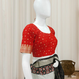 Exclusive  Deep Red Designer Banarasi Blouse