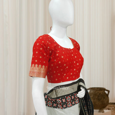 Exclusive  Deep Red Designer Banarasi Blouse