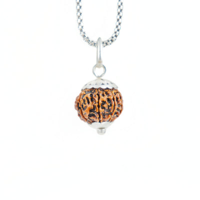Silver Capping 8 Mukhi Rudraksha Pendant With Chain  ( Nepali )