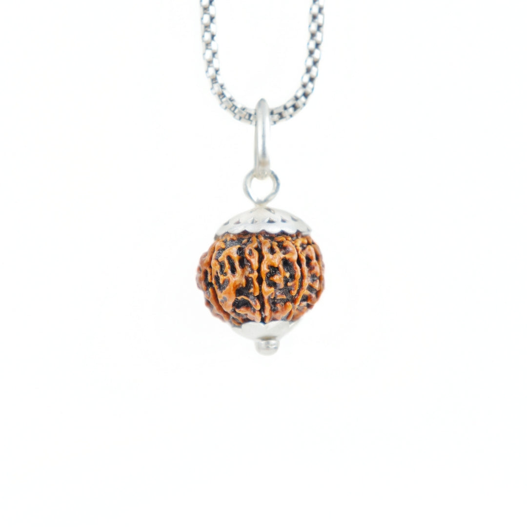 Silver Capping 8 Mukhi Rudraksha Pendant With Chain  ( Nepali )