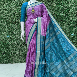 Light Purple Laxmi Pada Theme Odisha Ikat Sambalpuri Silk Saree