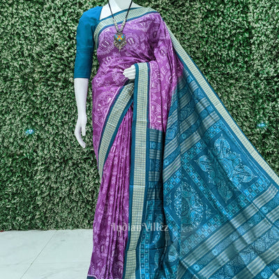 Light Purple Laxmi Pada Theme Odisha Ikat Sambalpuri Silk Saree
