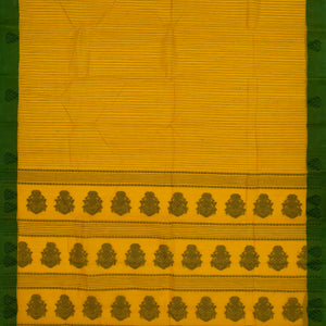 Mustard Bengal Cotton Saree With Dotted Stripes