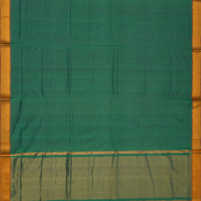 Sea Green Mangalagiri Cotton Saree With Stripes & Zari Border