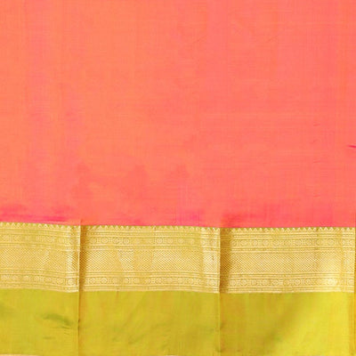 Yellow zari buttas silk saree, contrast ganga jamuna border of muthu, poun & kuyil kann &  pallu of intricate designs