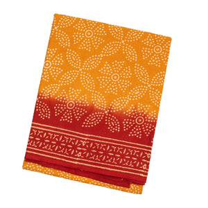 Yellow Woven Jaipur Cotton Saree With Printed Dotted Floral Motifs
