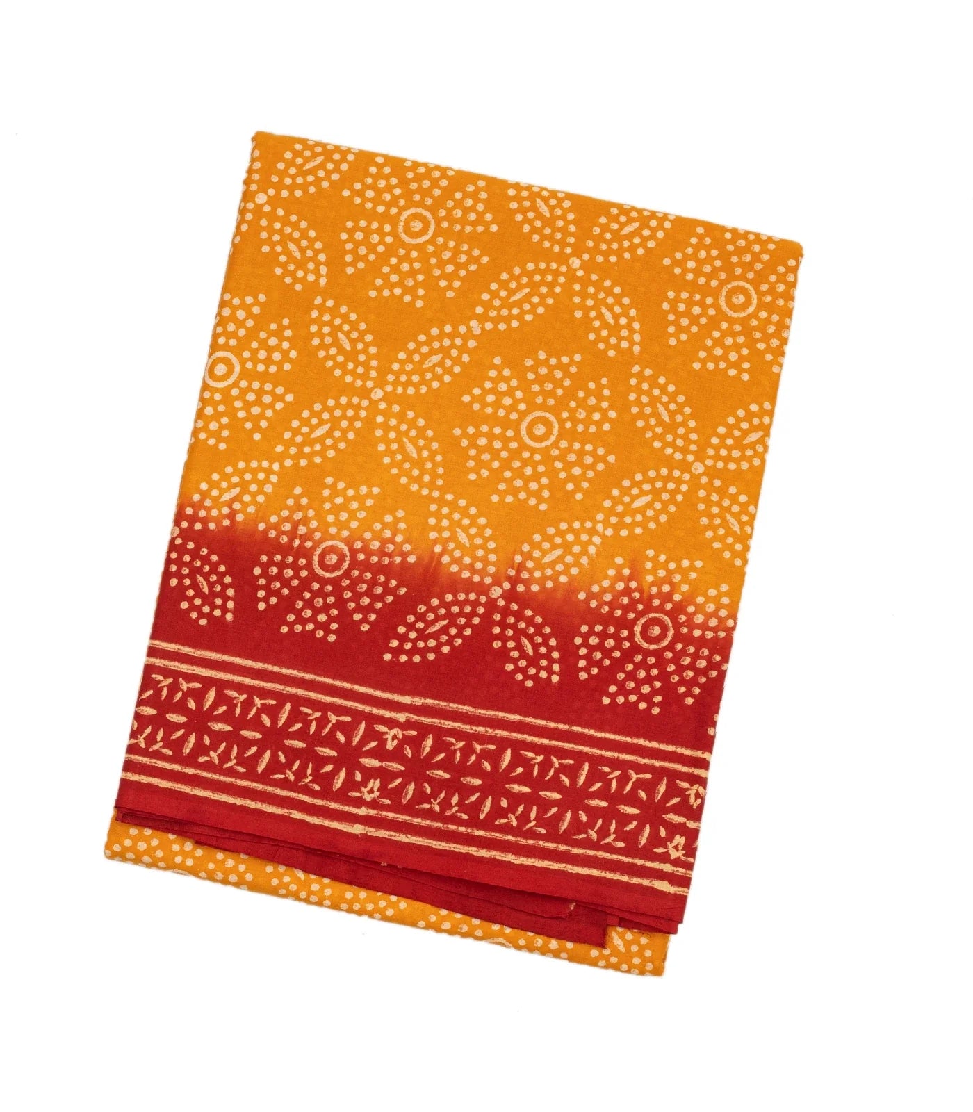 Yellow Woven Jaipur Cotton Saree With Printed Dotted Floral Motifs
