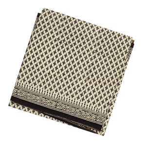 Cream Woven Jaipur Cotton Saree Printed With Black Floral Motifs