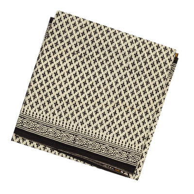 Cream Woven Jaipur Cotton Saree Printed With Black Floral Motifs