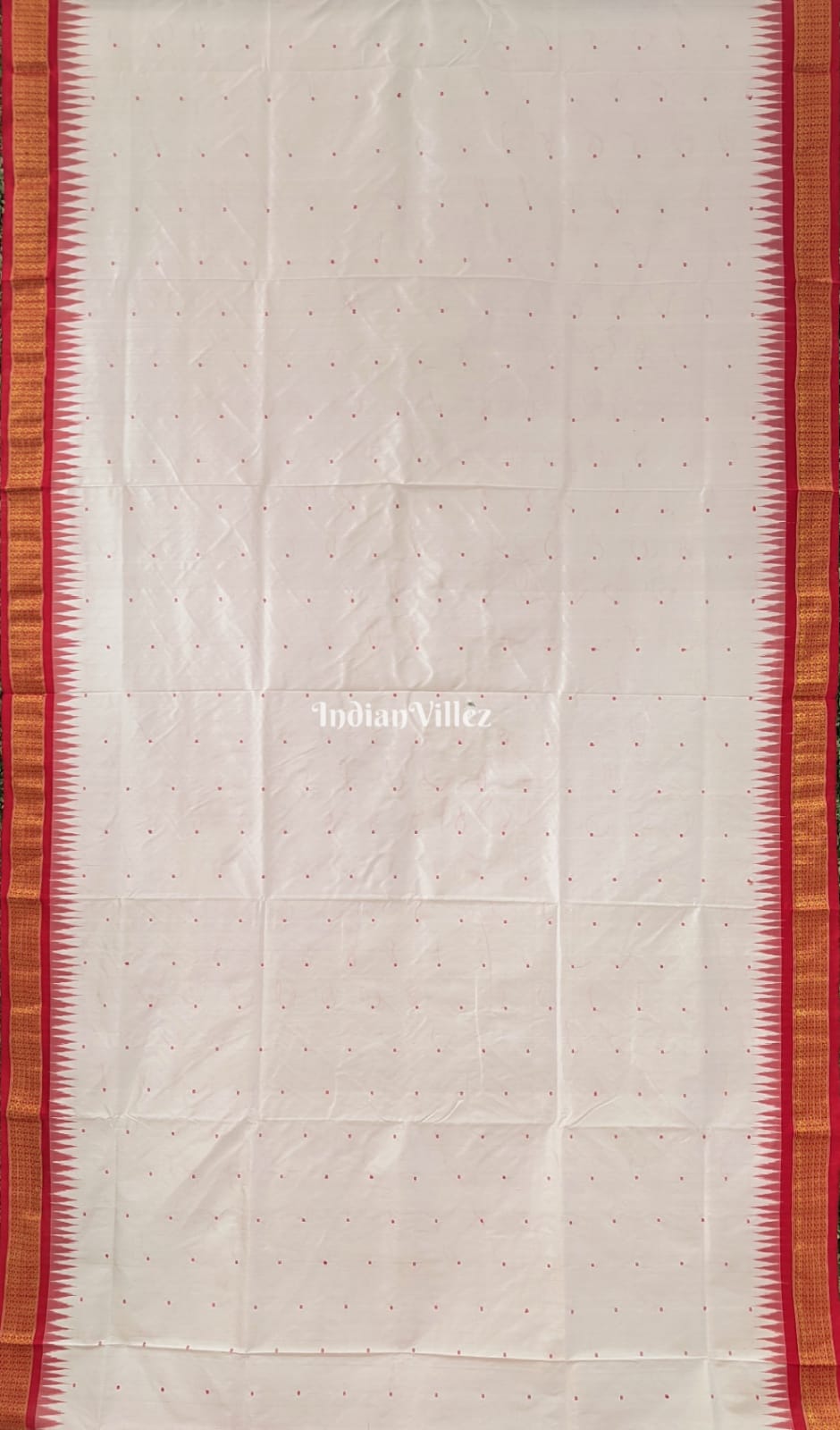 White Red Bomkai Sambalpuri Ikat Tissue Saree