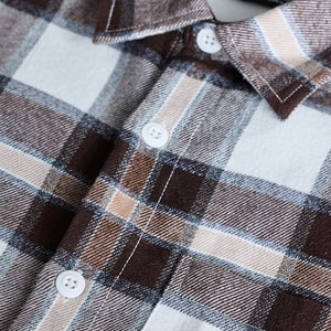 Brown Plaid Box Fit Flannel Shirt