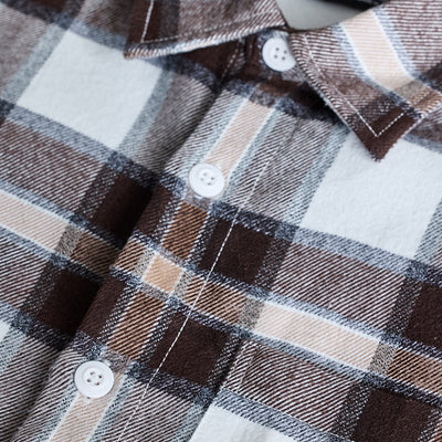 Brown Plaid Box Fit Flannel Shirt
