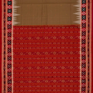 Taupe Handloom Orissa Cotton Saree With Button Buttas